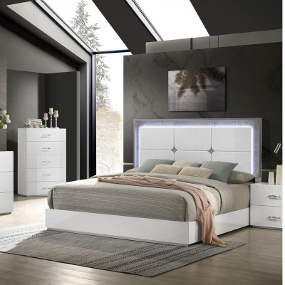 Show details for White UV High-gloss Finish Full Bed Picture of White UV High-gloss Finish Full Bed