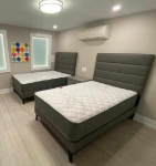 Picture of 44" and 54"  charcoal suede Bed