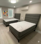 Picture of 44" and 54"  charcoal suede Bed