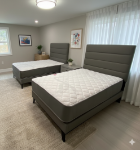 Picture of 44" and 54"  charcoal suede Bed