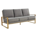 Picture of Light Grey Velvet Gold/Silver Frame Full Size Sofa