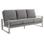 Picture of Light Grey Velvet Gold/Silver Frame Full Size Sofa