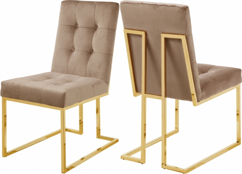 Picture of Rich Gold Metal Frame Deep Tufting Velvet Dining Chair