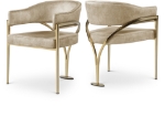 Picture of Brushed Brass Finish Iron Metal Frame Velvet Dining Chair