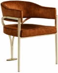 Picture of Brushed Brass Finish Iron Metal Frame Velvet Dining Chair