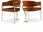 Picture of Brushed Brass Finish Iron Metal Frame Velvet Dining Chair