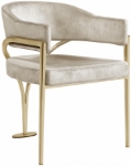 Picture of Brushed Brass Finish Iron Metal Frame Velvet Dining Chair