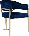 Picture of Brushed Brass Finish Iron Metal Frame Velvet Dining Chair