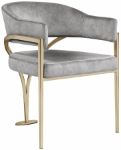 Picture of Brushed Brass Finish Iron Metal Frame Velvet Dining Chair