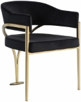 Picture of Brushed Brass Finish Iron Metal Frame Velvet Dining Chair