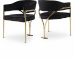 Picture of Brushed Brass Finish Iron Metal Frame Velvet Dining Chair