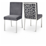 Picture of Rich Chrome Stainless Steel Velvet Dining Chair