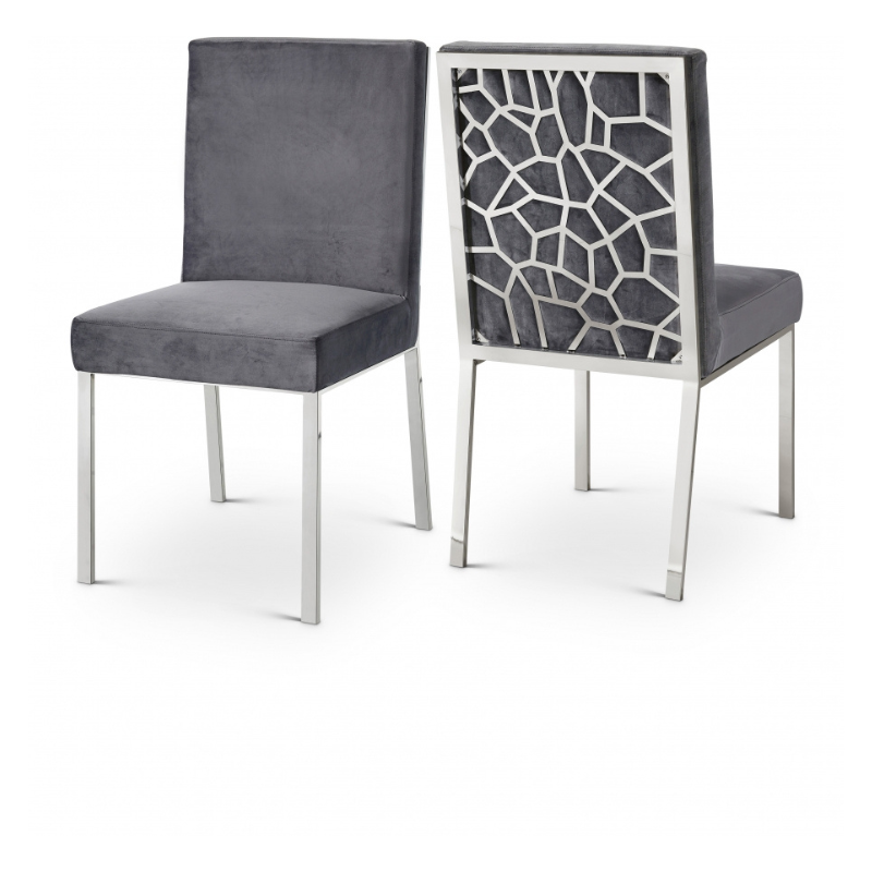 Picture of Rich Chrome Stainless Steel Velvet Dining Chair