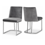 Picture of Polished Chrome Metal Frame Velvet Dining Chair