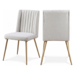 Picture of Linen Textured Fabric Iron Velvet Dining Chair