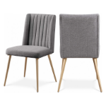 Picture of Linen Textured Fabric Iron Velvet Dining Chair