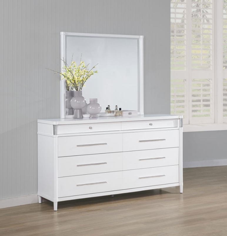 Picture of 8-drawer Bedroom Dresser with Mirror White