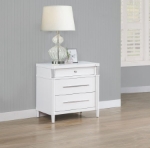 Picture of 3-drawer Bedroom Nightstand Bedside Table White