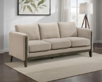 Picture of Fabric Upholstered Panel Arm Sofa Taupe