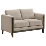 Picture of Fabric Upholstered Panel Arm Loveseat Taupe
