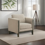 Picture of Fabric Upholstered Panel Arm Accent Chair Taupe