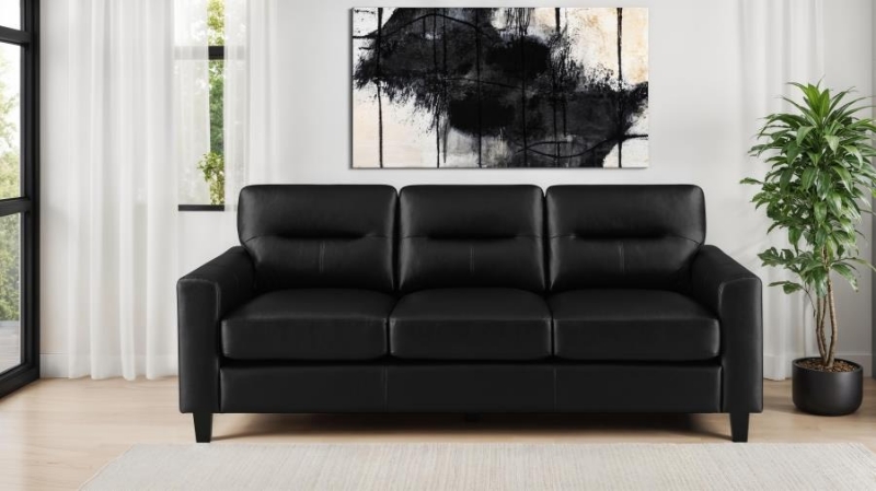 Picture of Faux Leather Arm Sofa Black