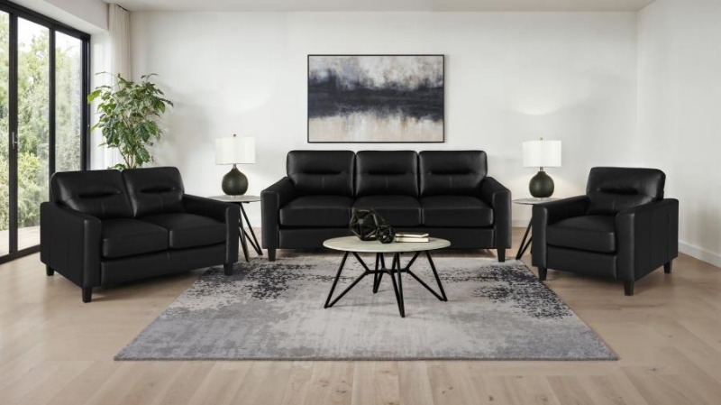 Picture of Faux Leather Arm Living Room Set Black