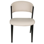 Picture of Dining Chairs Upholstered in Leather with Black Metal Legs