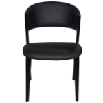 Picture of Dining Chairs Upholstered in Leather with Black Metal Legs