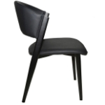 Picture of Dining Chairs Upholstered in Leather with Black Metal Legs
