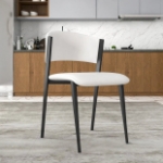 Picture of Dining Chairs Upholstered in Leather with Black Metal Legs
