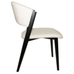 Picture of Dining Chairs Upholstered in Leather with Black Metal Legs