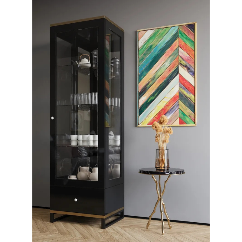 Picture of Black China Glass Cabinet 24"W x 18"D x 75"H