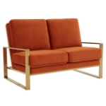 Picture of Orange Velvet Gold/Silver Frame Loveseat