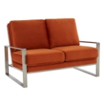 Picture of Orange Velvet Gold/Silver Frame Loveseat