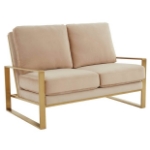Picture of Beige Velvet Gold/Silver Frame Loveseat