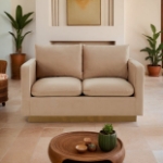 Picture of Velvet Loveseat with Gold Frame