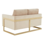 Picture of Upholstered Velvet Loveseat With Gold Frame
