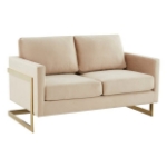 Picture of Upholstered Velvet Loveseat With Gold Frame