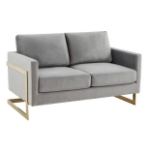 Picture of Upholstered Velvet Loveseat With Gold Frame