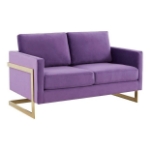 Picture of Upholstered Velvet Loveseat With Gold Frame