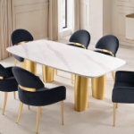 Picture of 78.7" X 29.5"H White/Gold Finish Dining Table