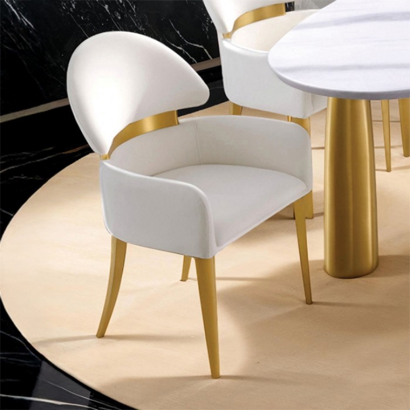 Picture of White/Matte Gold Arm Chair