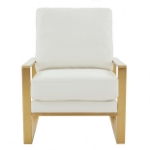 Picture of White Arm Chair With Upholstered And Gold Metal Frame