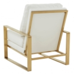 Picture of White Arm Chair With Upholstered And Gold/Silver Metal Frame