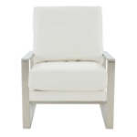 Picture of White Arm Chair With Upholstered And Gold/Silver Metal Frame