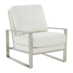 Picture of White Arm Chair With Upholstered And Gold/Silver Metal Frame
