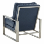 Picture of Navy Blue Arm Chair With Upholstered And Gold/Silver Metal Frame