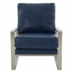 Picture of Navy Blue Arm Chair With Upholstered And Gold/Silver Metal Frame