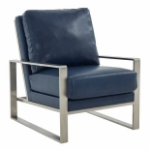 Picture of Navy Blue Arm Chair With Upholstered And Gold/Silver Metal Frame